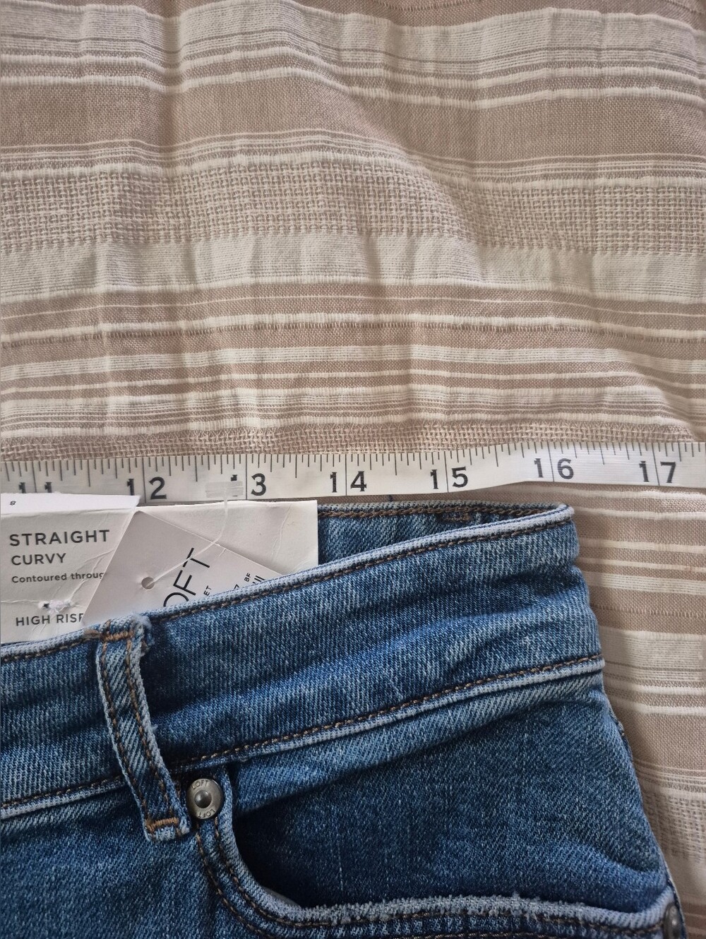 LOFT Medium Blue Straight Curvy High-Rise Jeans - Picture 8 of 10